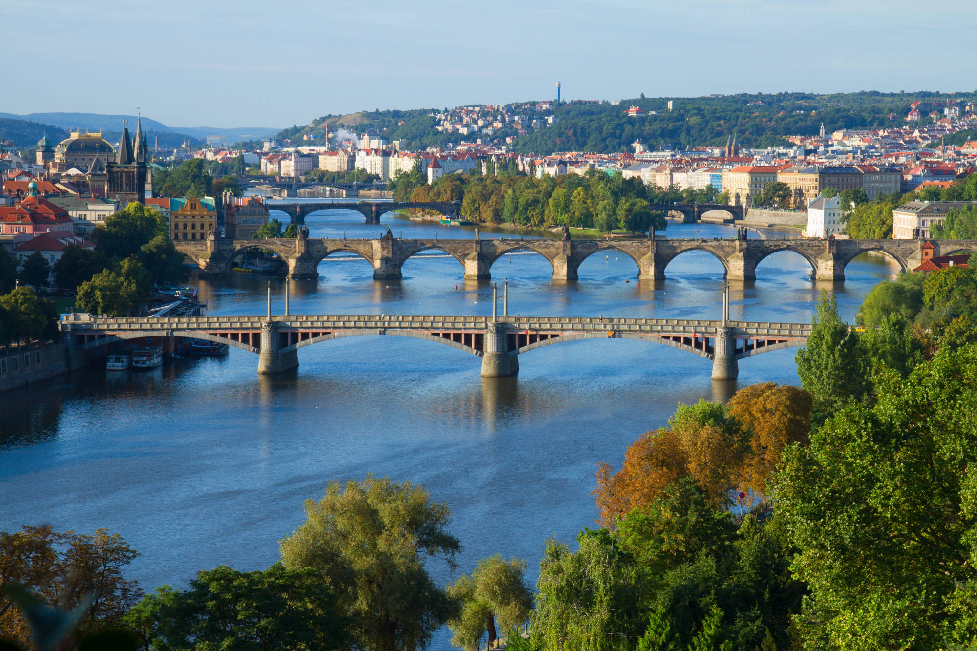 Bridges over the Vltava River, Moldau, Prague, Czech Republic
